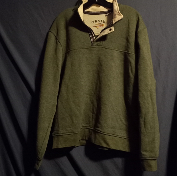 EUC Orvis men’s 1/4 zip graen sweatshirt. - Picture 1 of 12